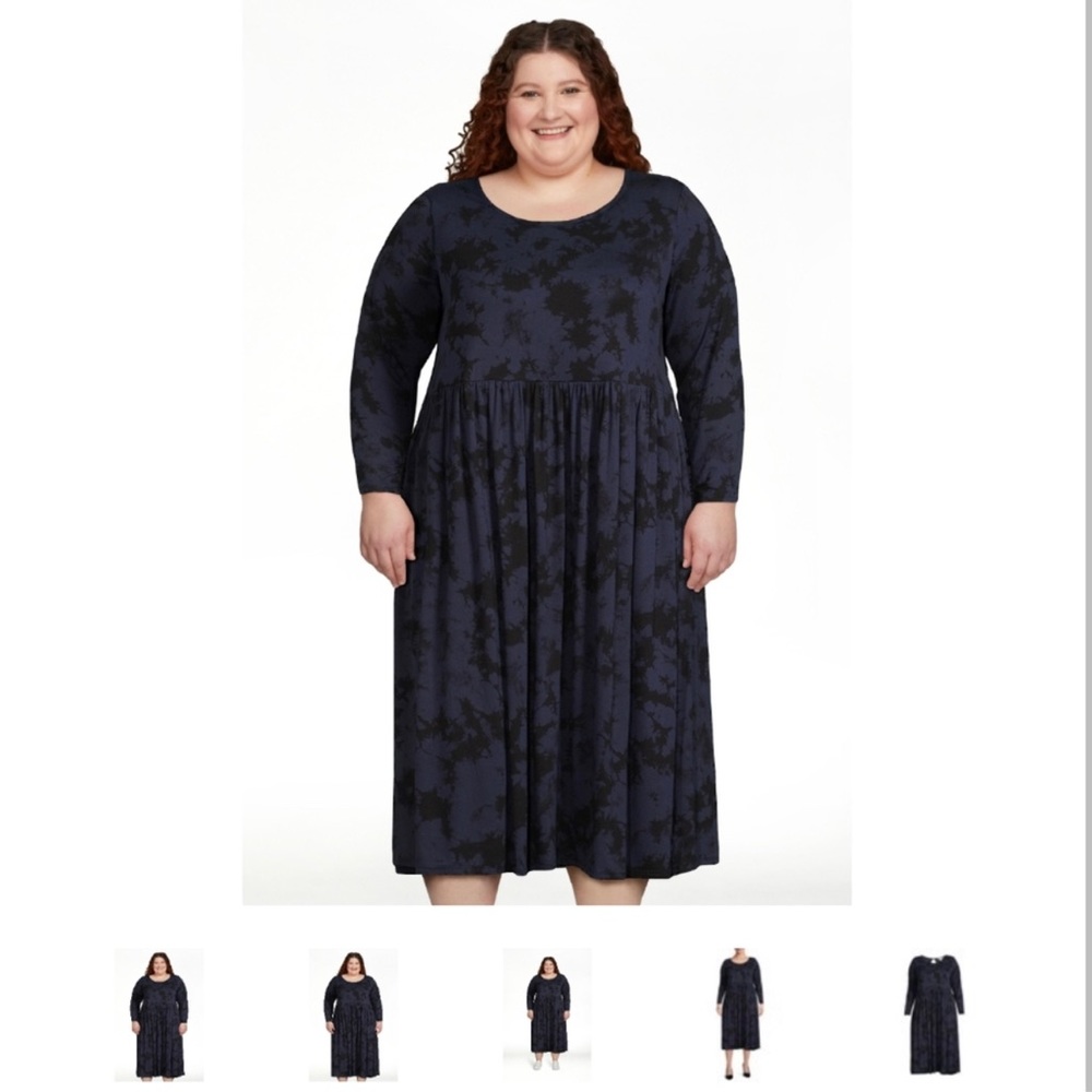 NWT Black and Blue Terra and Sky Long Sleeve Maxi Dress